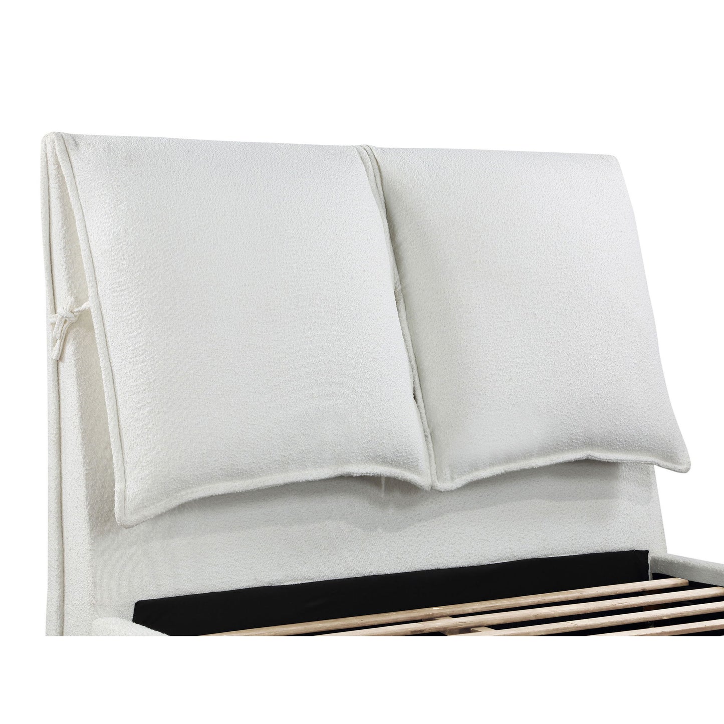 Corwyn - Queen Upholstered Panel Bed With Headboard Pillows - White