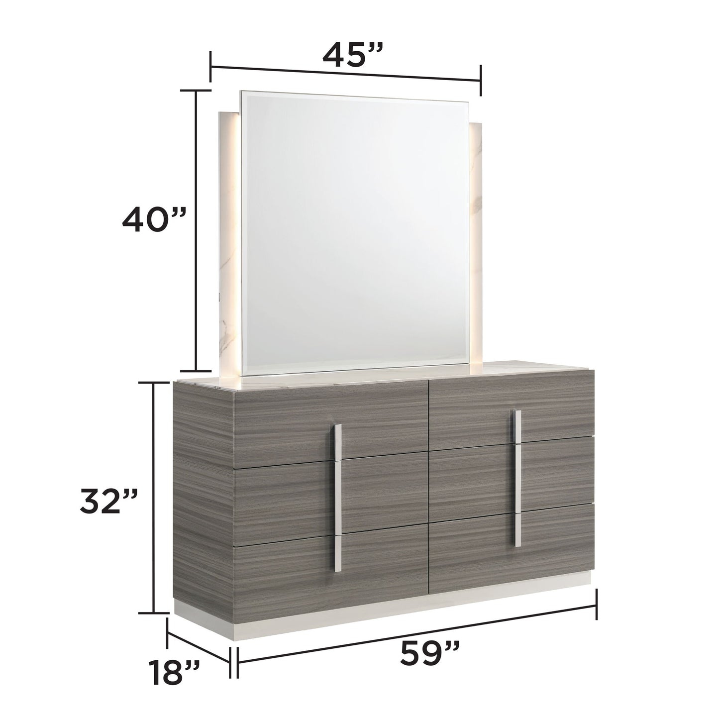 Altima - 6 Drawer Dresser (Mirror Not Included) - Gray