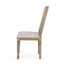 French Country Dining Chair With Rectangular Cane Backrest And Smooth Upholstered Seating
