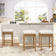Lucia - Backless Upholstered Counter Stool With Frame - Ivory White