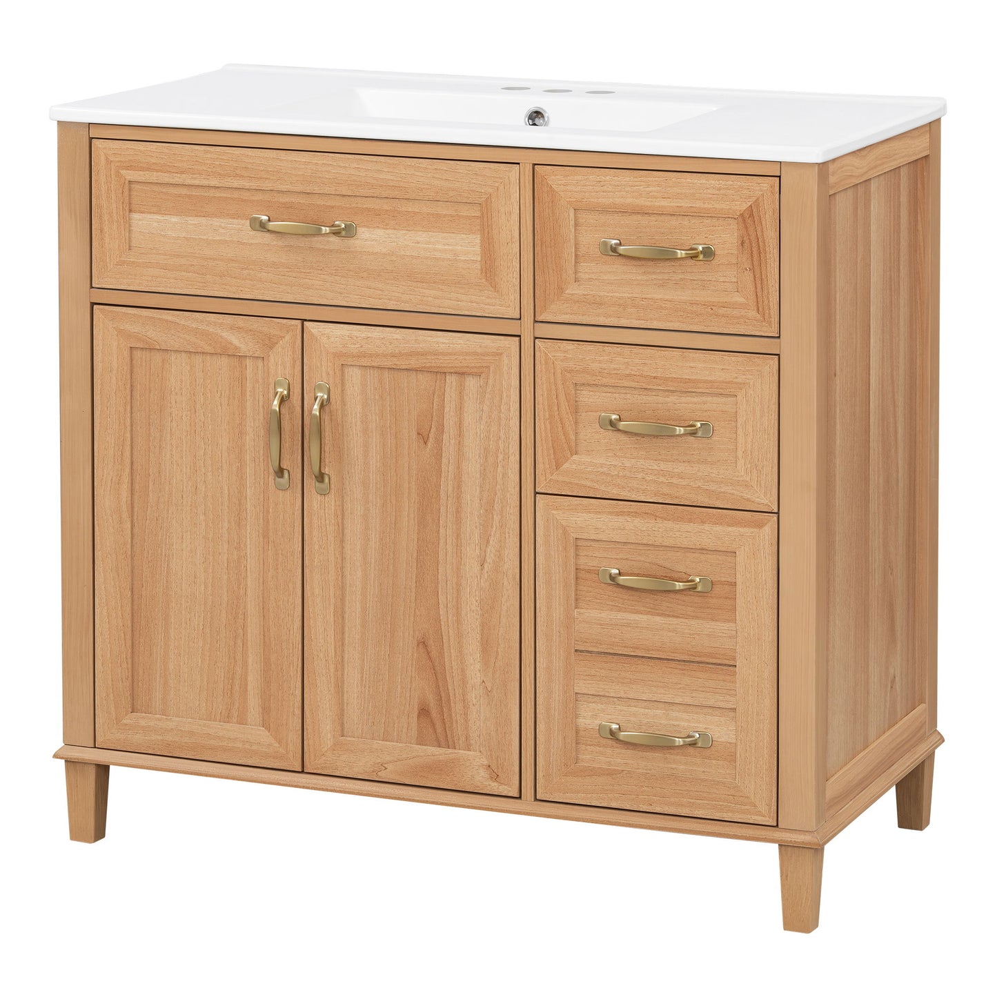 Bathroom Vanity With Sink, Soft Close Doors & Drawers - Wood