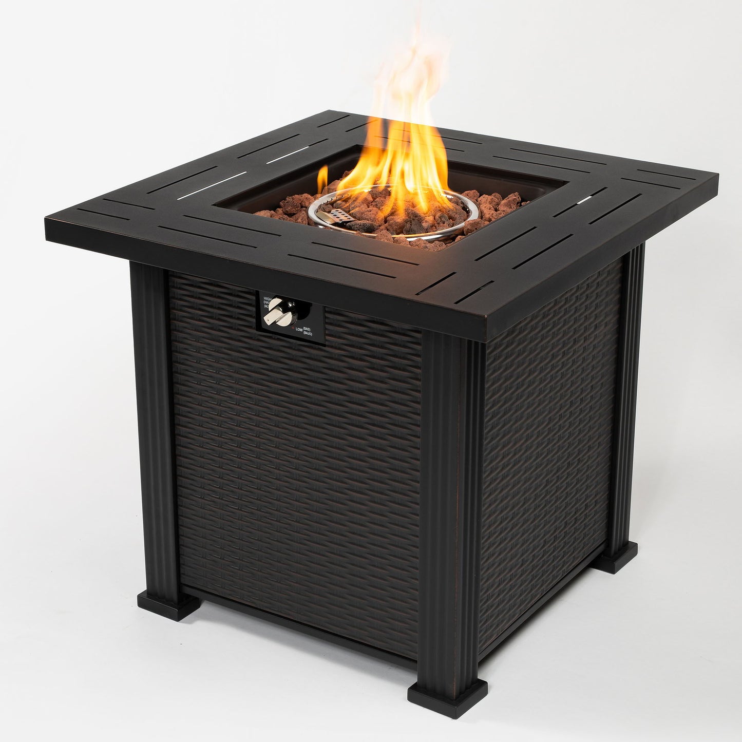 Square Fire Pit Table - Brown