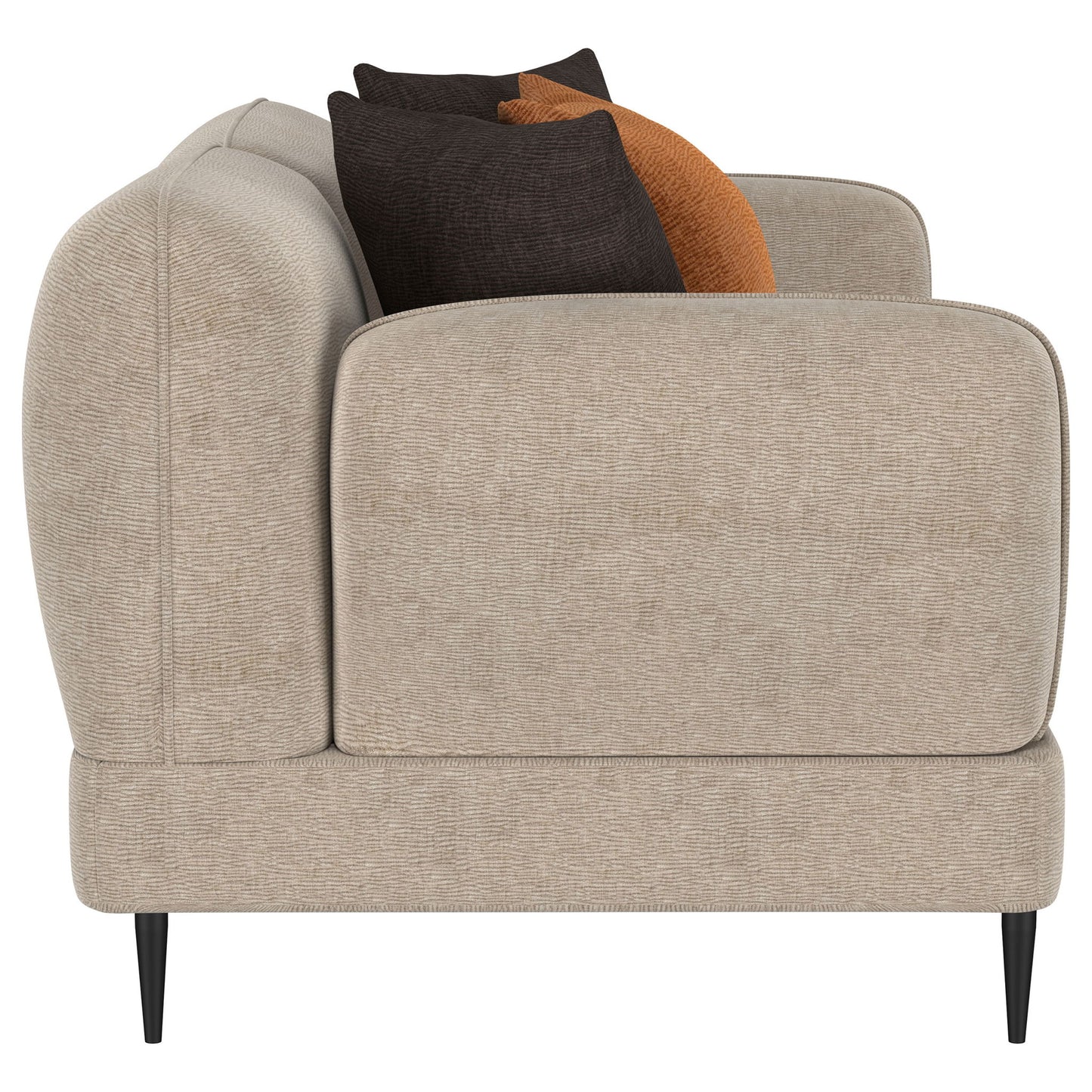 Repley - Upholstered Sculpted Track Arm Loveseat - Beige