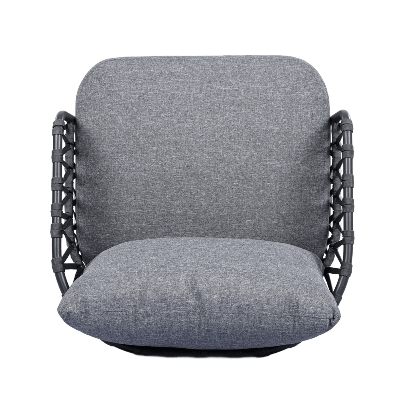 4 Piece Outdoor Patio Furniture Set, Metal Chairs With Woven Rope U Shaped Backrest
