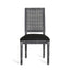French Country Dining Chair With Rectangular Cane Backrest And Smooth Upholstered Seating