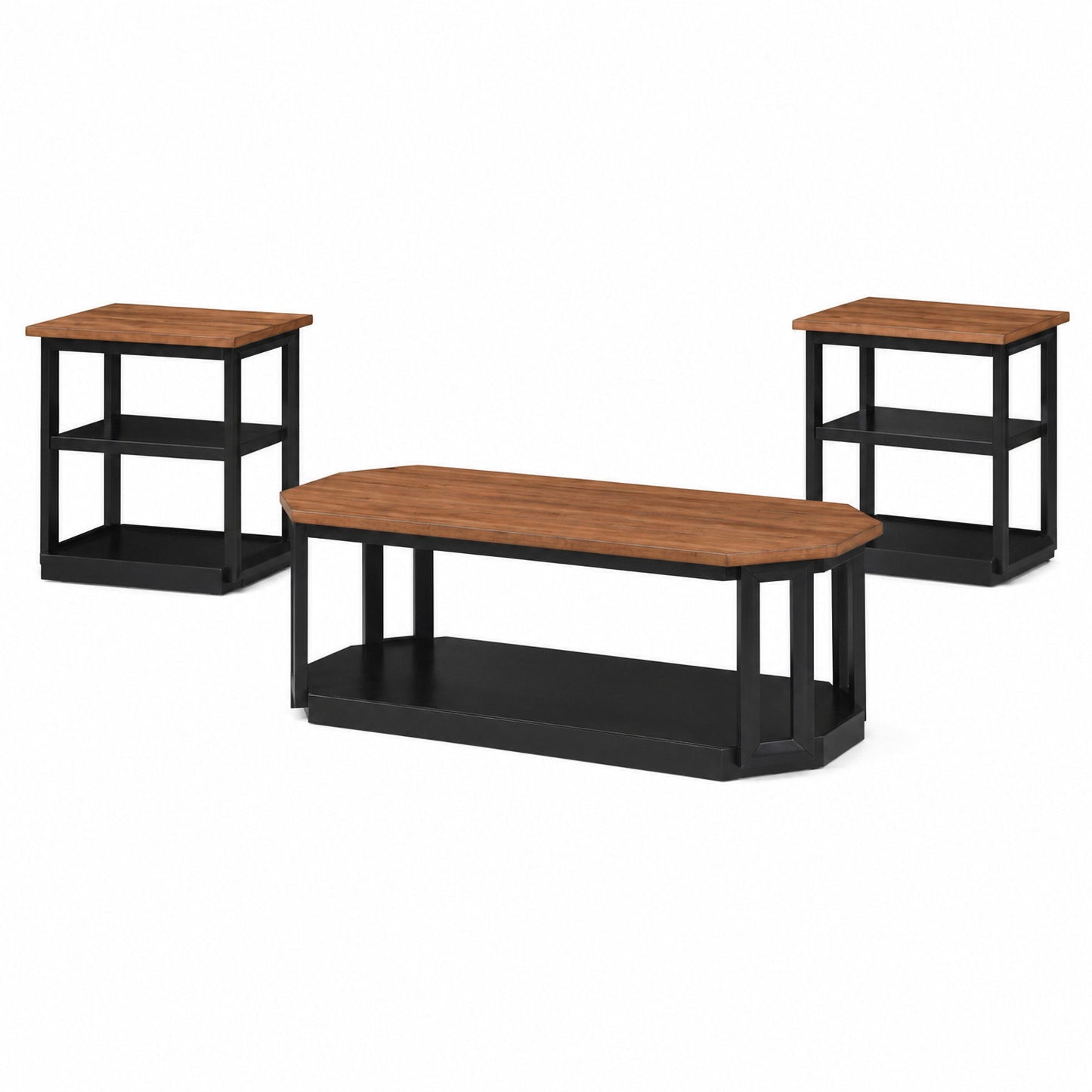 Decker - 3 Piece Occasional Set (1 Coffee & 2 End Tables) - Brown / Black