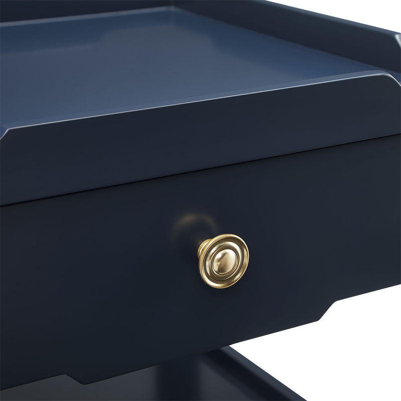 Foley - 1 Drawer Nightstand With Pull - Dark Blue