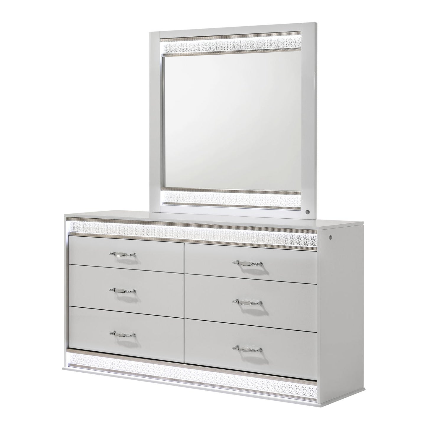 Glam - 6 Drawer Dresser With LED Lighting (Includes Dresser Only) - White