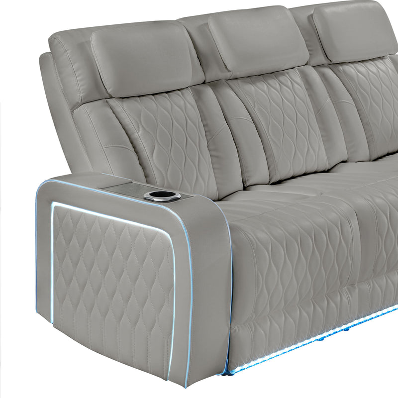 Electra - Power Reclining Sofa With Power Headrests, Drop Down Table, Reading Light, Massage, LED Lighting And USB Control