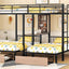 Triple Bunk Bed With Drawers, Multi-Functional Frame With Desks And Shelves In The Middle