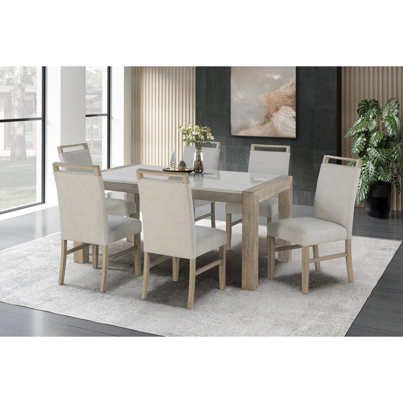 Vainilla - Mesa de comedor de mármol auténtico - Beige / Natural claro