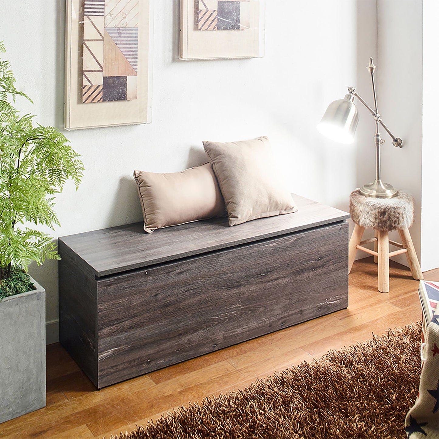 Dean - Storage Bench With Extra Storage - Rustic Gray