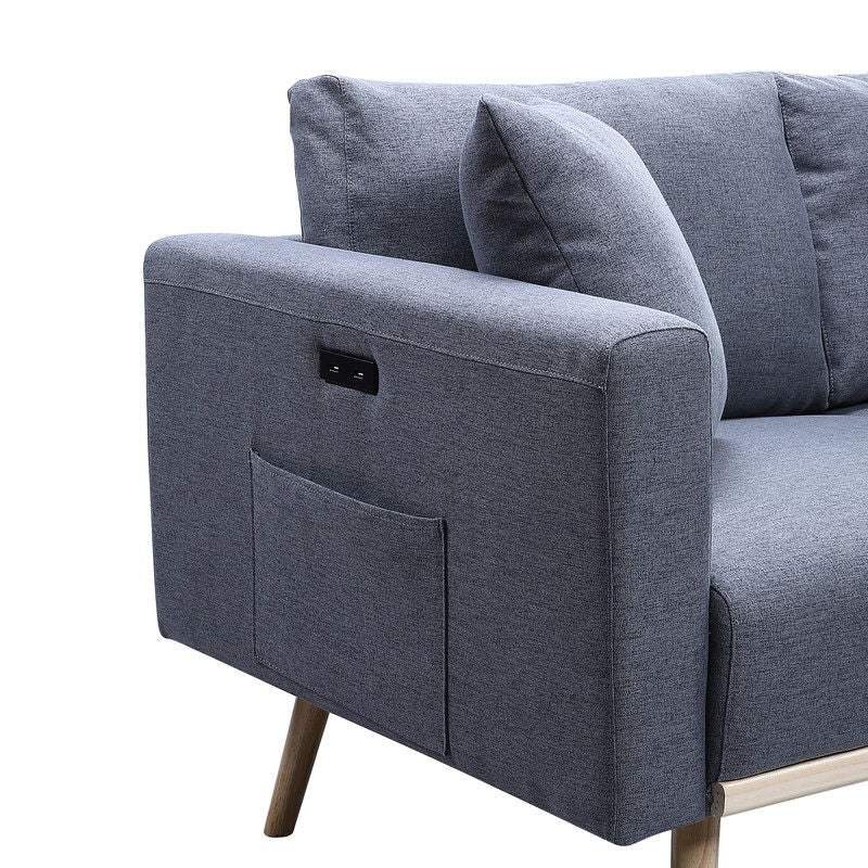 Easton - Fabric Chair With USB Charging Ports Pockets And Pillows