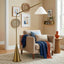 Lisbon - Floor Lamp With On / Off Switch Coned Base Hanging Shade - Antique Brass / White