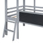 Loft House Bed With Ladder And Slide, With board And Light Strip On The Roof