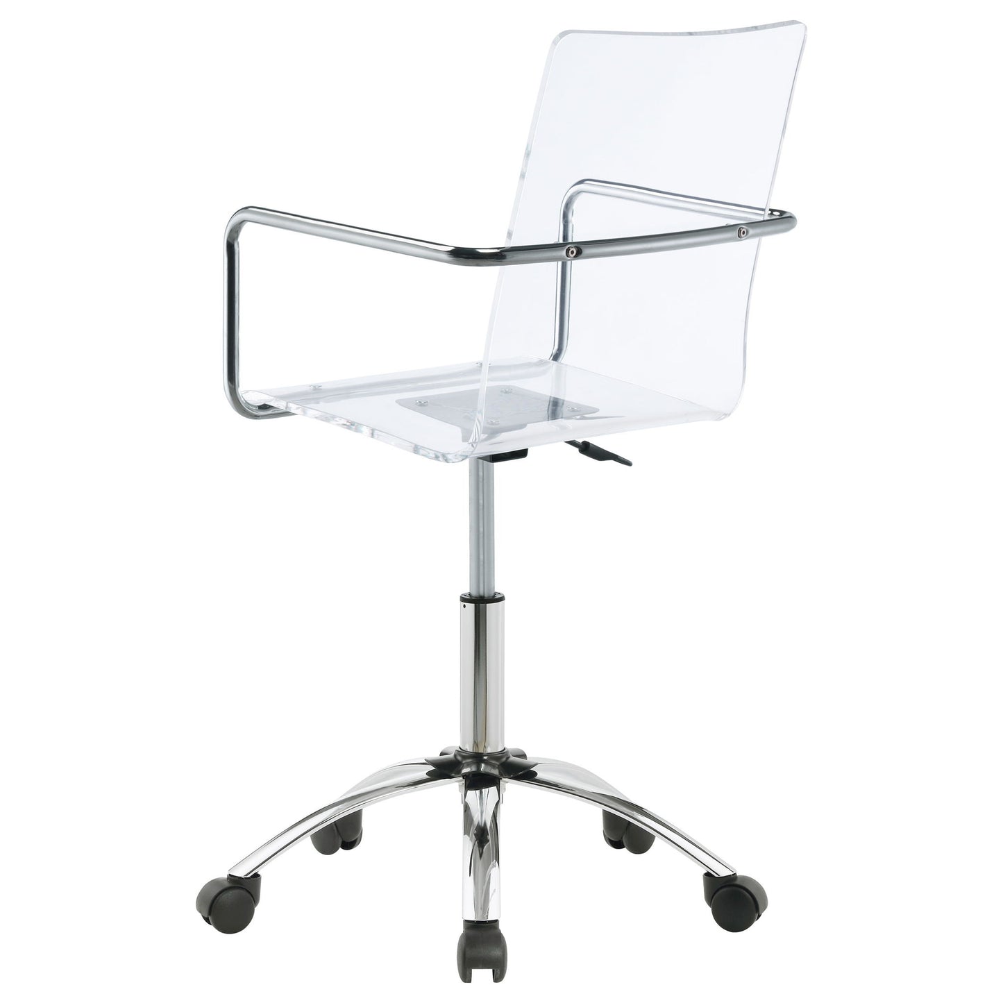 Clear Office Chair With Caster Wheels Futuristic Design, Adjustable Height - Clear