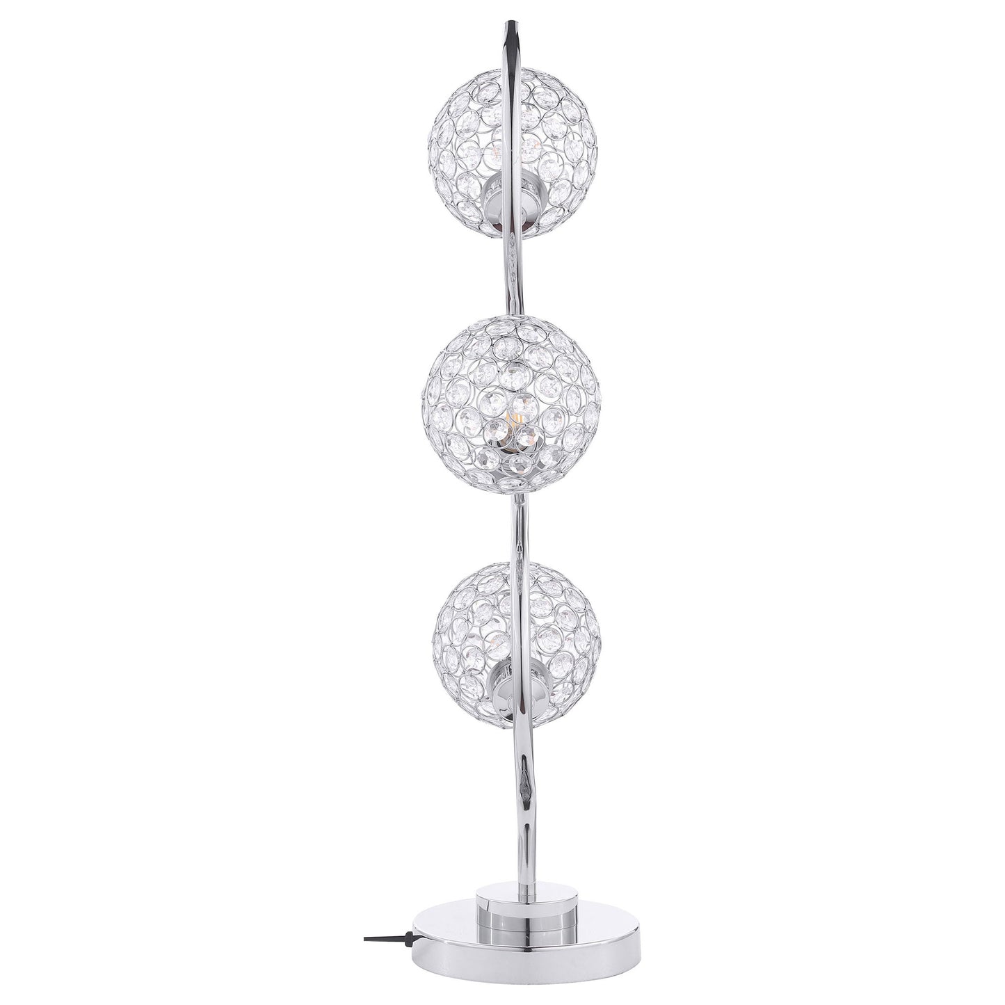 Vandy - 3 Light Curvy Table Lamp With Orb Shades - Chrome
