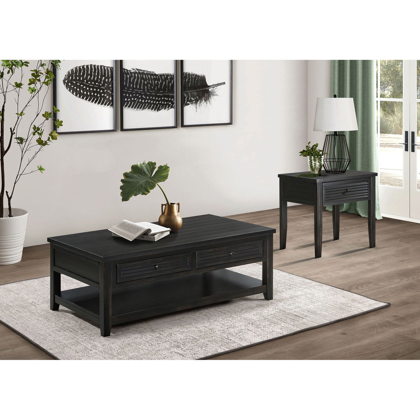 Sutter - 2 Drawer Rectangular Coffee Table - Dark Brown