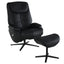 Labotina - Top Grain Leather Accent Chair With Swivel & Ottoman - Black