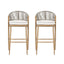 Outdoor Bar Height Metal Frame Counter Stools With Scallop Shaped Backrest & Water Resistant Cushions