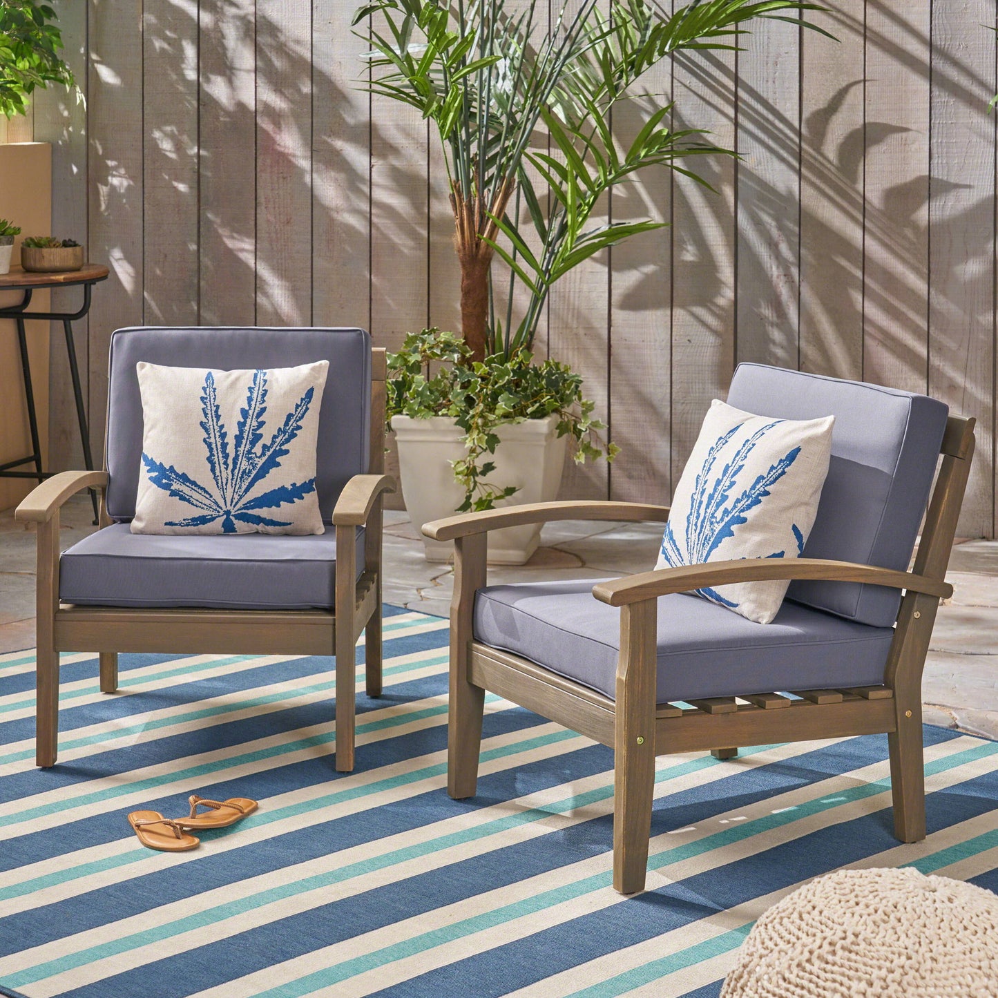 Peyton Club Chair Outdoor Seating Acacia Wood 32.25 X 28.00 X 31.25"
