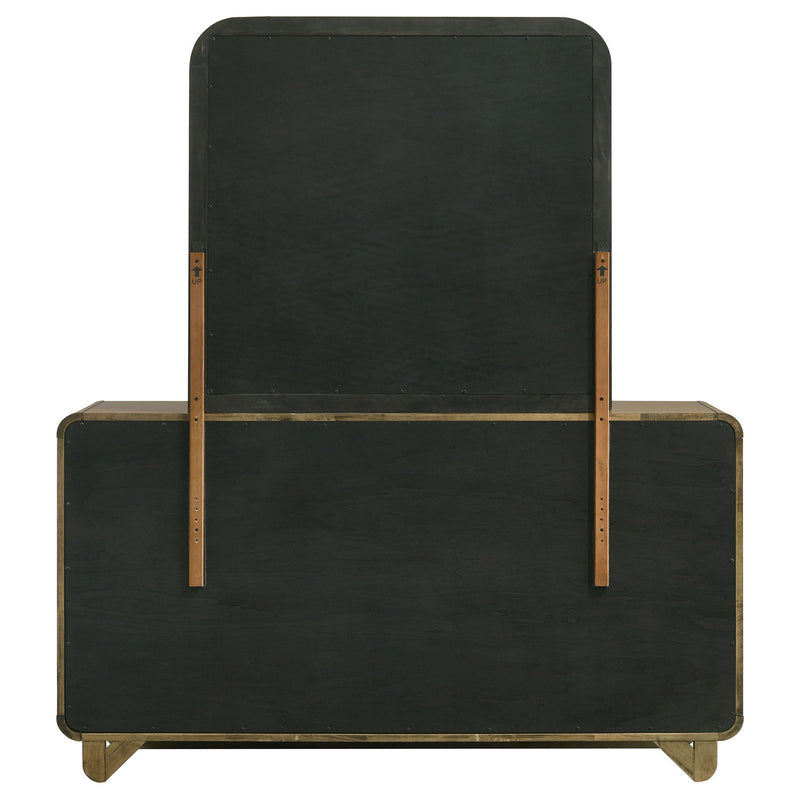 Bernardo - 6 Drawer Dresser And Mirror With Rounded Corners - Nutmeg Brown