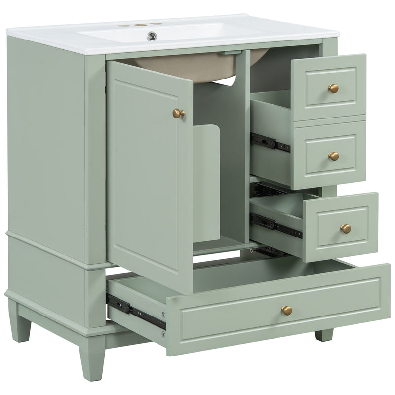 Freestanding Bathroom Vanity With Sink, Soft Close Door, 3 Drawers