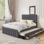 Upholstered Platform Bed With Twin Size Trundle And 3 Drawers