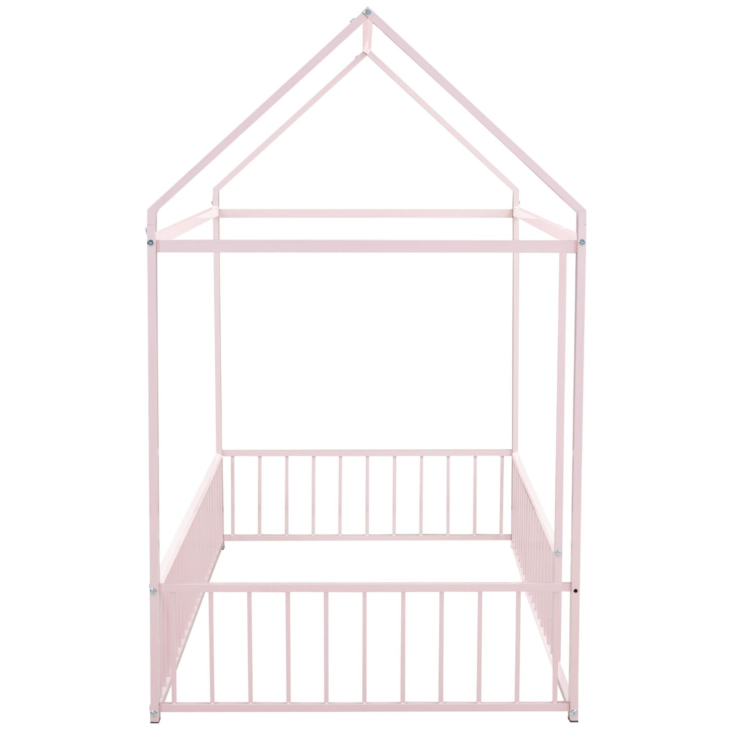 Metal Bed House Bed Frame With Fence