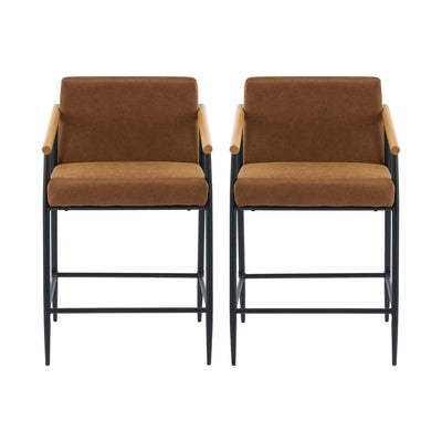Mid Century Modern Counter Stool Set With Iron Frame