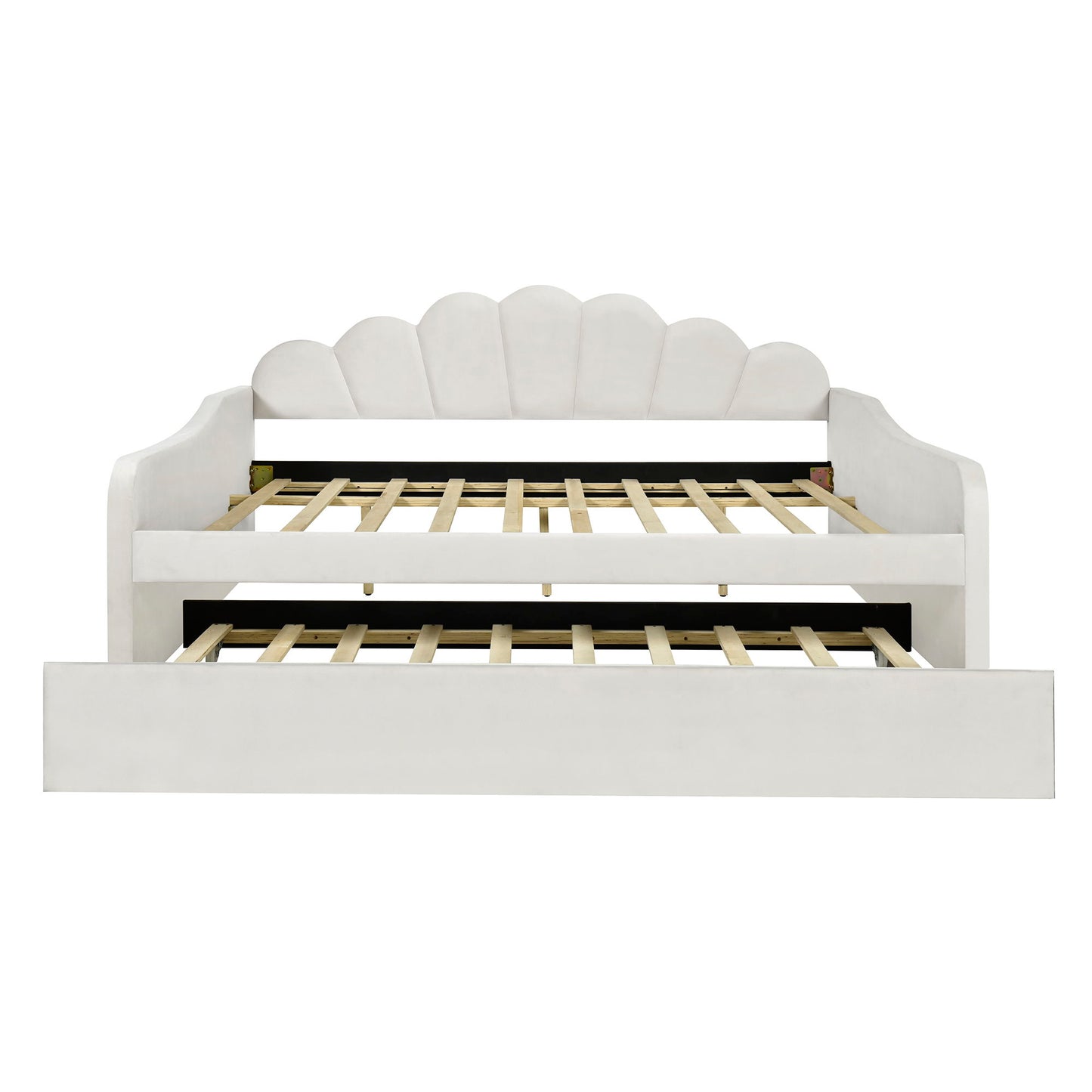 Upholstery Daybed Frame With Shell Shaped Backrest