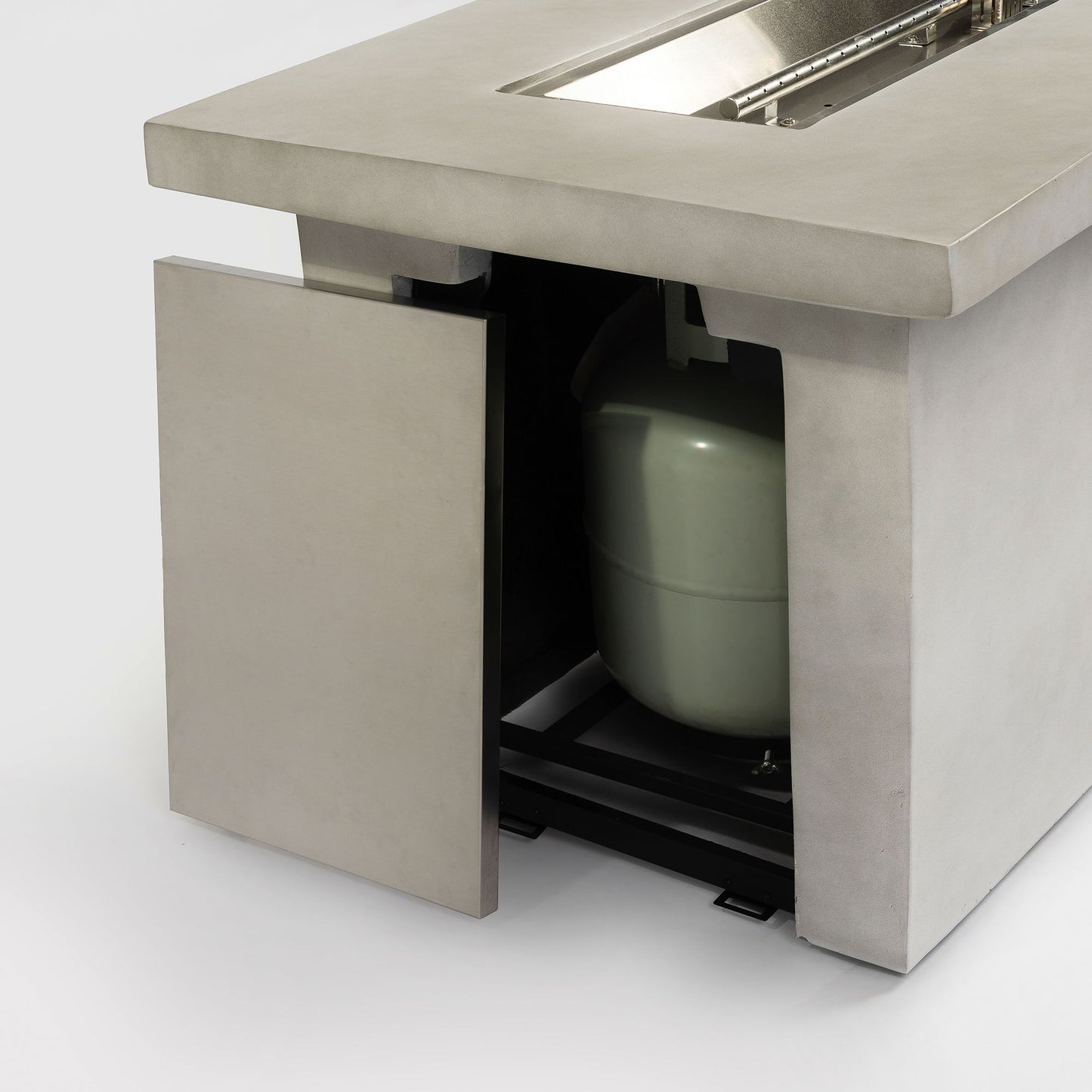Rectangular Propane Gas Fire Pit Table With 60000 Btu For Outdoor Spaces - Light Gray