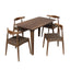 5 Piece Dining Set With 1 Table And 4 Upholstered Chairs - Brown / Walnut