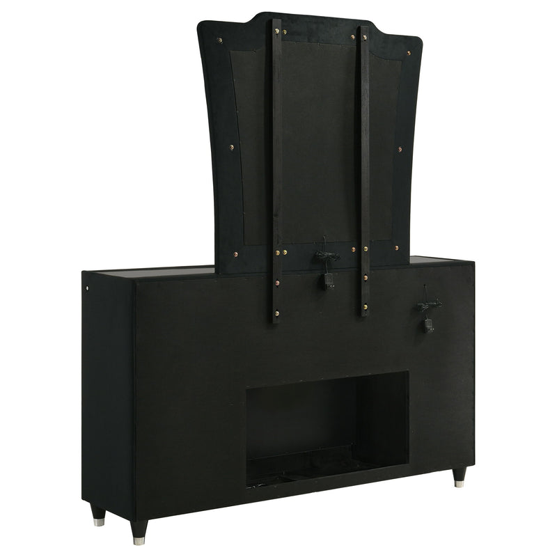 Mika - 8 Drawer LED Dresser And Mirror Set - Black