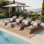 Chaise Lounge Set With Cream 3 Fold Cushion, 3 Position Adjustable Backrest