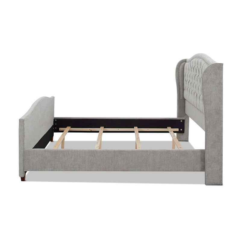 Marcella - King Upholstered Shelter Headboard Bed Set - Silver Gray