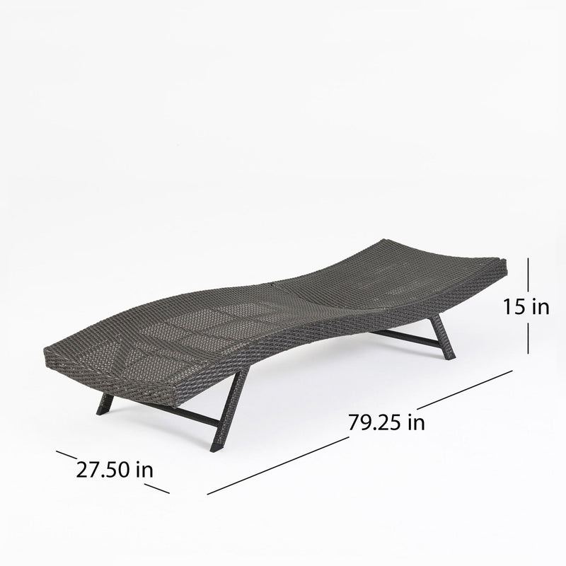Wicker Chaise With Adjustable Reclining Seats (Set of 2) - Gray