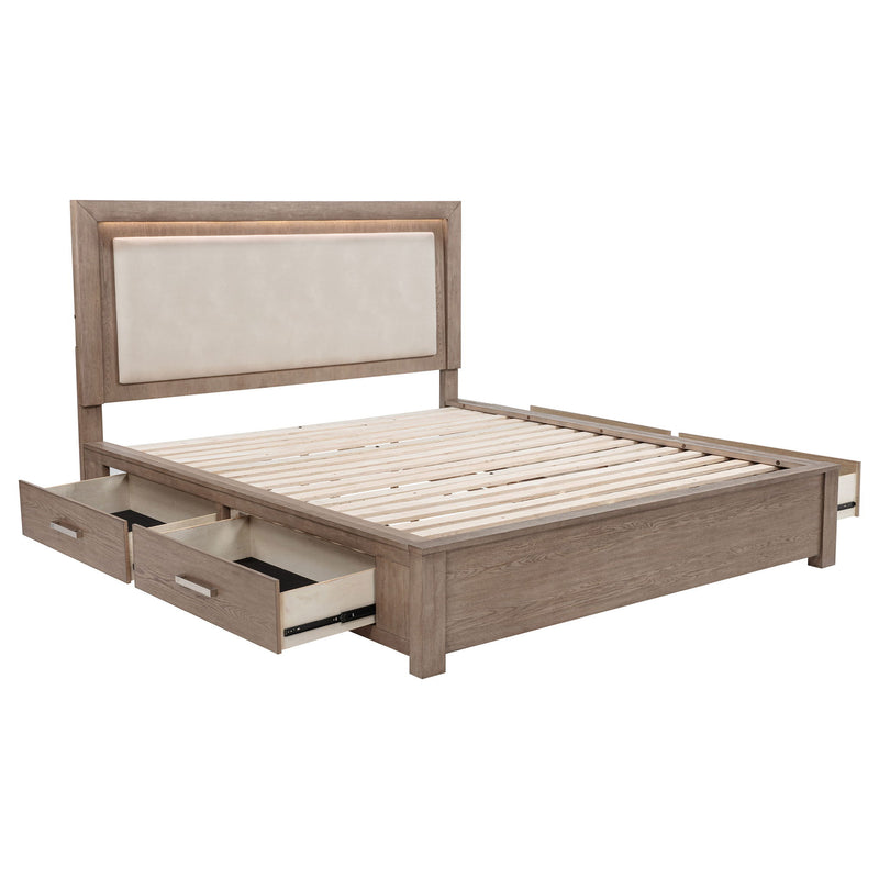 Gibbons - Cama con almacenaje y cabecero tapizado con luces LED