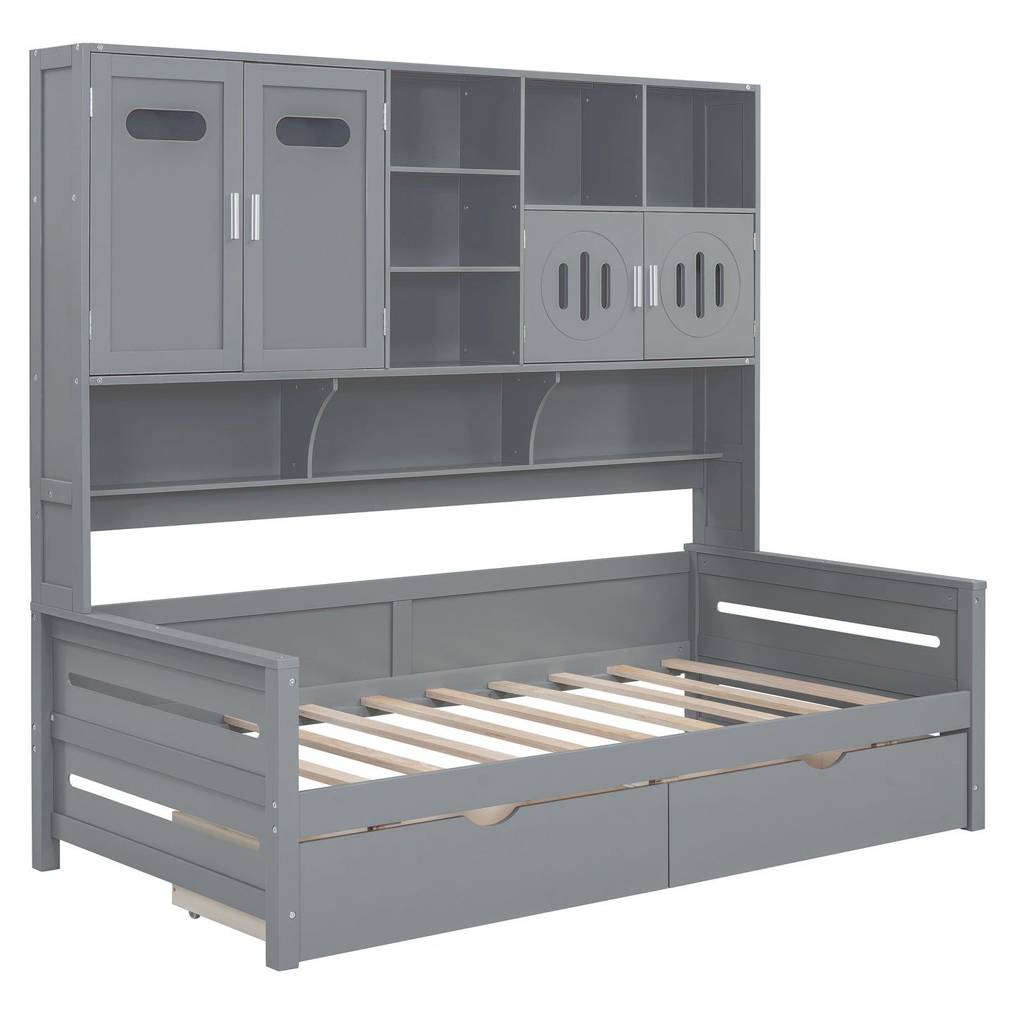 Daybed With All-In-One Cabinet And Shelf