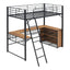 Loft Bed & 3 Layers Of Shelves And L-Shaped Desk