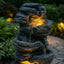 6 Tier Cascading Stone Water Fountain With LED Lights - Gray