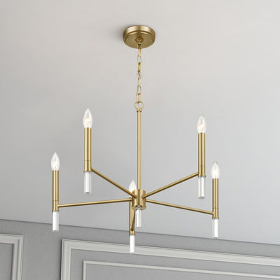 Courtyard - 5 Light Candle Chandelier - Clear / Gold