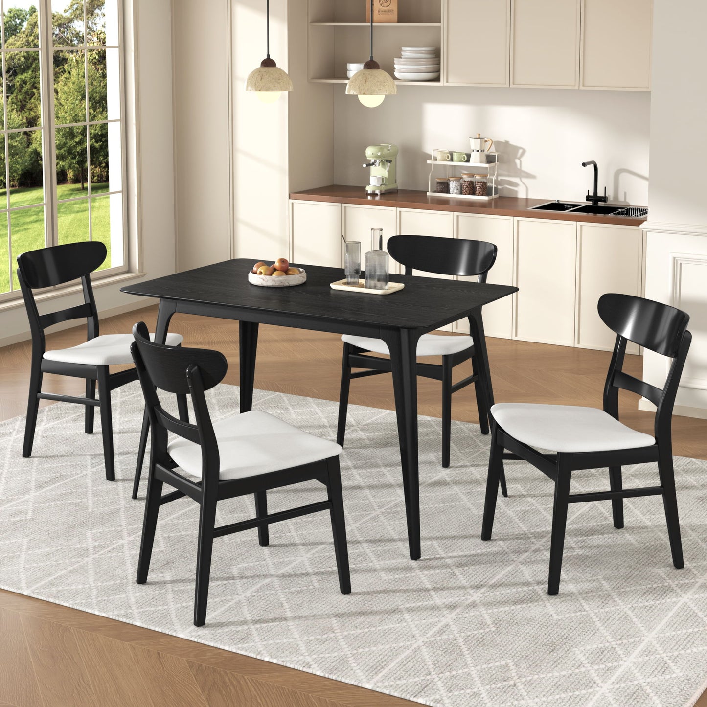 5 Piece Dining Set With Table And 4 Upholstered Chairs