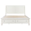 Dennis - Eastern King Storage Panel Bed With Carved Headboard And Built In Drawers - Cream White
