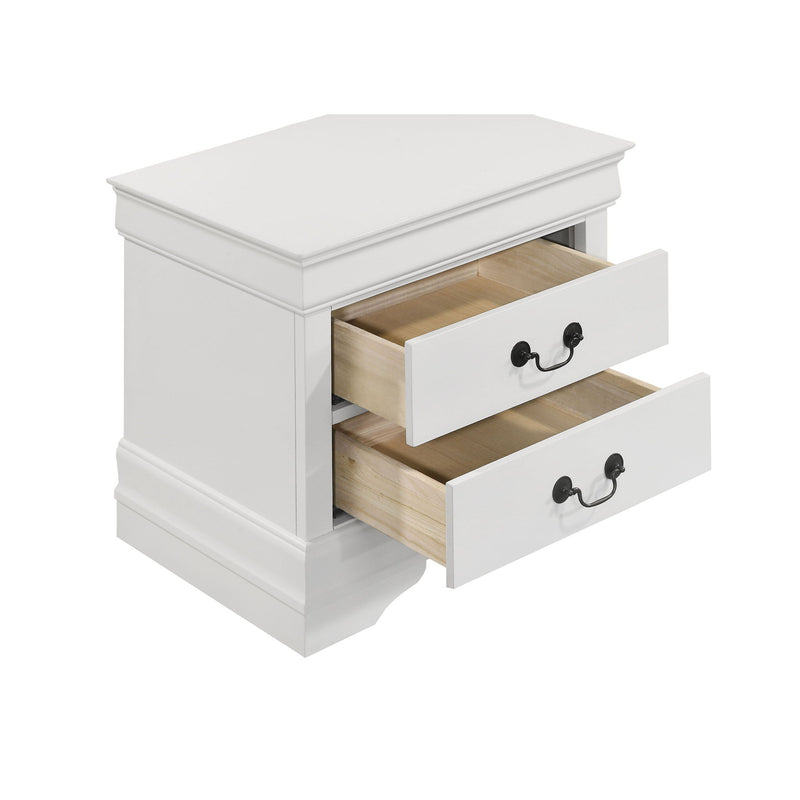 Mckee - Juego de dormitorio de 4 piezas tamaño Queen, incluye cama, mesita de noche, cómoda y espejo - Blanco