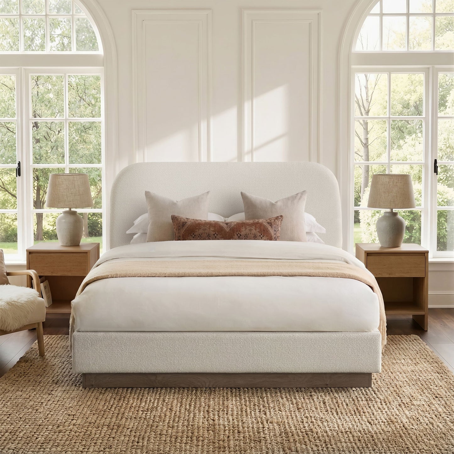 Linton - Upholstered Platform Bed With Curved Headboard