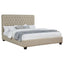 Upholstered California King Bed With Tufted Headboard And Birch Legs - Oatmeal