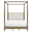 Queen Canopy Bed Frame With Upholstered Headboard - Brown