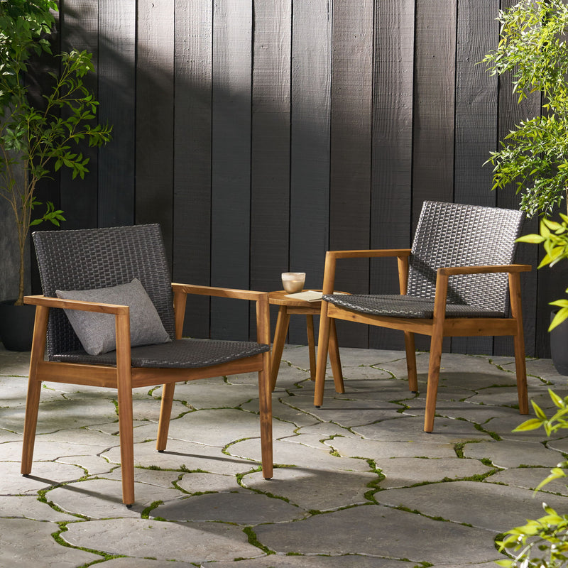 Tranquilize - Outdoor Wooden Club Chair With Woven Wicker Seat And Back (Set of 2) - Natural