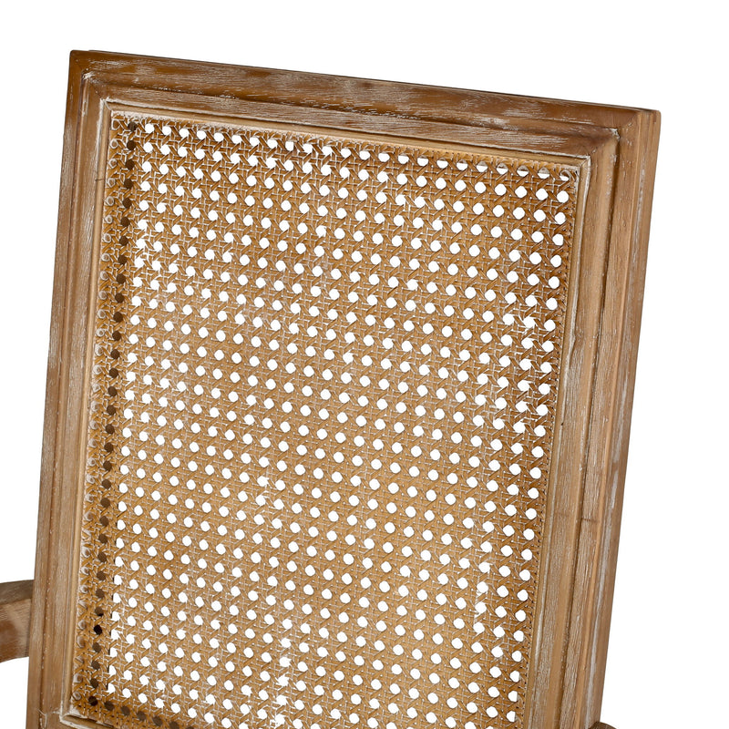 Elegant French Country Style Dining Chair With Cane Backrest